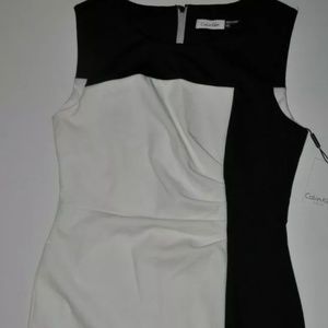 Calvin Klein Womens Black/Eggshell White Knit Dress Size 10 NWT